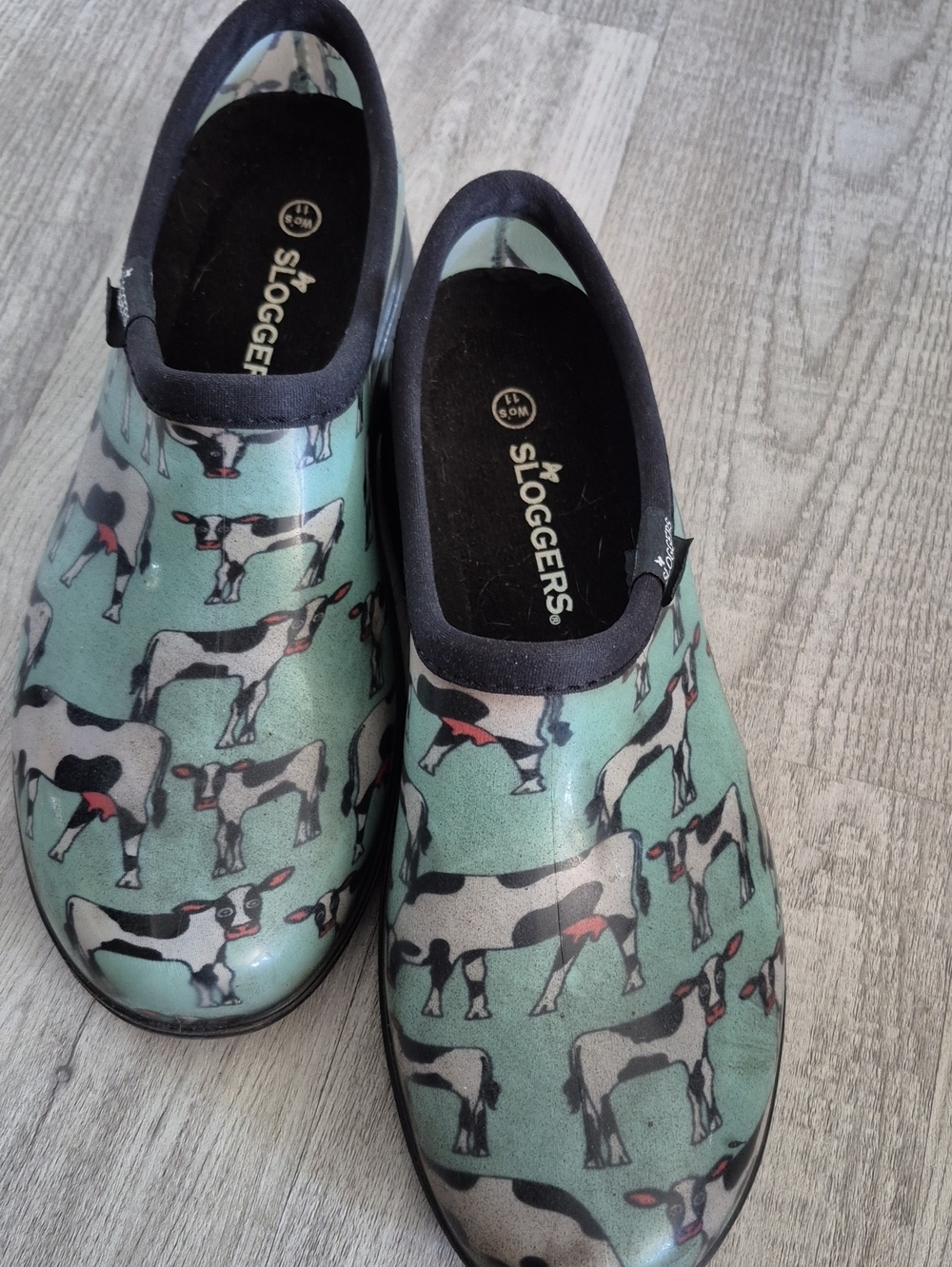 Sloggers Womens' Green Cow-Print Slip-On Clogs
